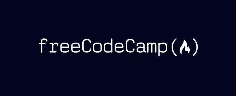 Coding style text in white spells the company name next to a white flame over a black background to form the logo
