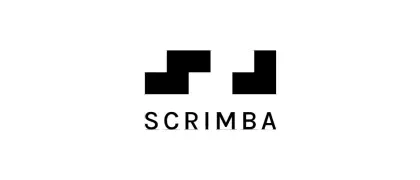 Black tetris-style blocks sit over the company name in the logo